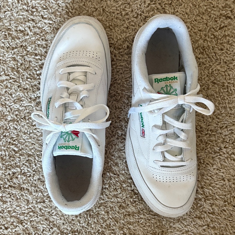 Reebok White and Green Men's Sneakers